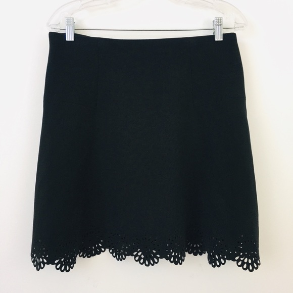 LOFT Black Lacercut Scallop Hem Skirt - Picture 2 of 8
